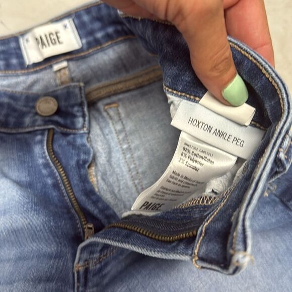 PAIGE Blue Skinny Jeans with Stretch and Mid-Rise Fit HOXTON Ankle Fit - Size 26 - Picture 3 of 5
